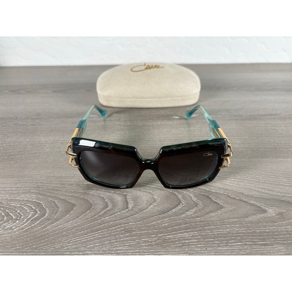 Cazal Current 8508-C002- 54‎ 15 135 Havana Blue Gold Sunglasses- NEW w/ Case